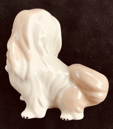 MADE IN SPAIN PORCELAIN LLADRO LIKE SPANIEL DOG Tan And White 5” X 5”