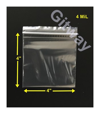 4'' x 4'' Reclosable Resealable Zip Top Lock Clear Plastic Bag FDA 4x4'' Bags 4 MiL