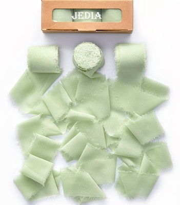 Easter Ribbon 3 Rolls Green Chiffon Silk Ribbons for Gift Wrapping 1.5'' x 7Yd...