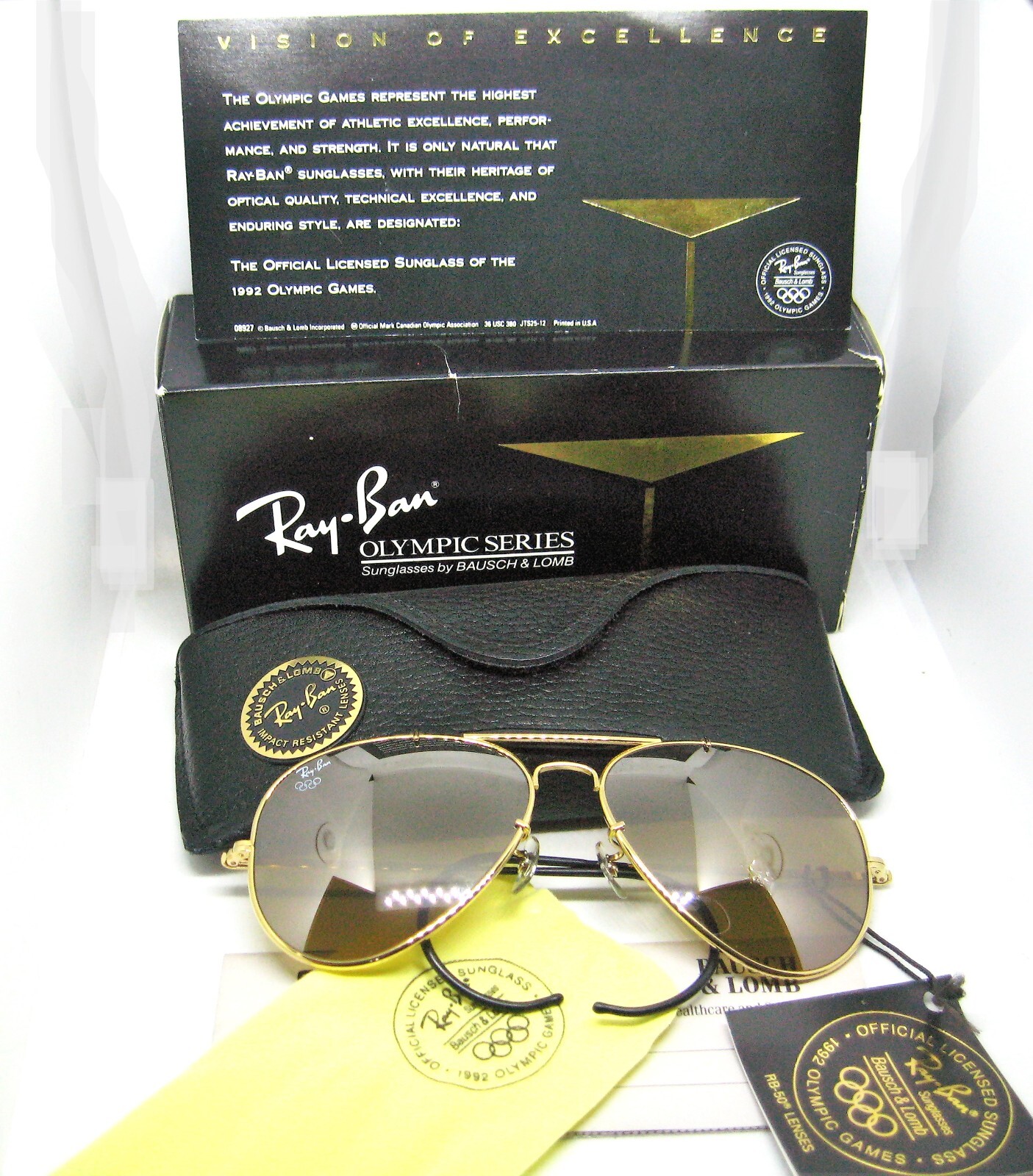 Ray-Ban USA Vintage B&L NOS The General RB50 Olympics Gold Ray-Ban USA Vintage B&L NOS The General RB50 Olympics Gold