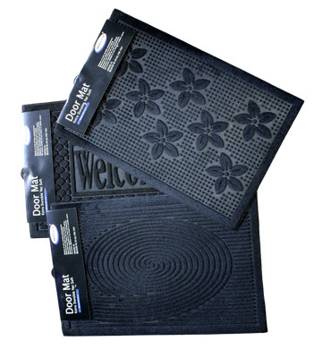 Durable  Door Mat 23.5'' x 15.75'' Non Slip Backing Black Random Design Shipped