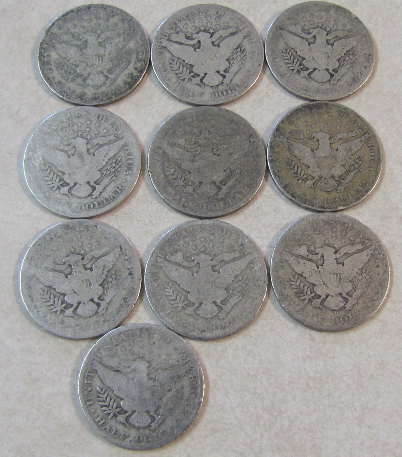 1899 to 1909 Barber Half Dollars - 20 coin roll - All different date/mint marks