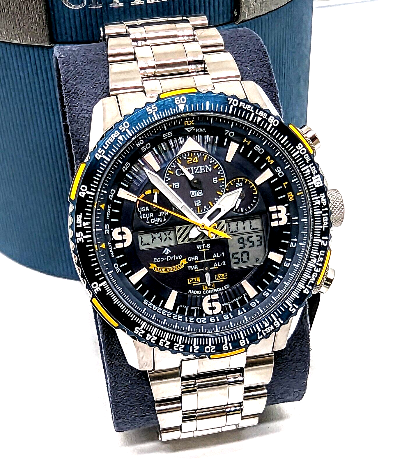 Pre-owned Citizen Skyhawk Blue Angels Promaster A-t Eco-drive Men's Watch Jy8078-52l In Silver