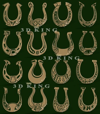 16 Pcs STL OBJ 3D Models HORSESHOES for CNC Router Aspire Artcam 3D Printer Cut