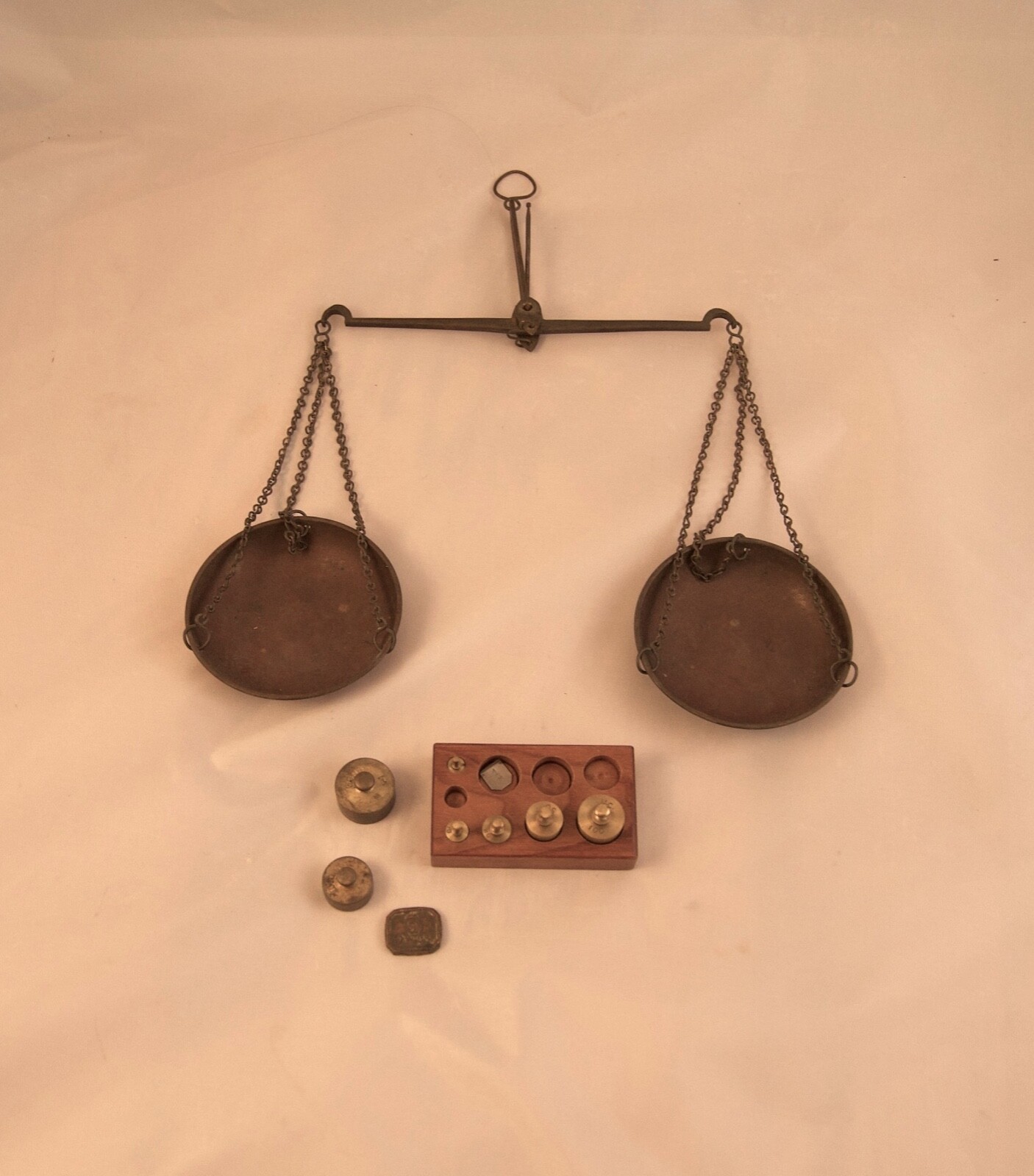 Antique Gold/Apothecary Balance Scales Brass w/Weights-- Unique Gift