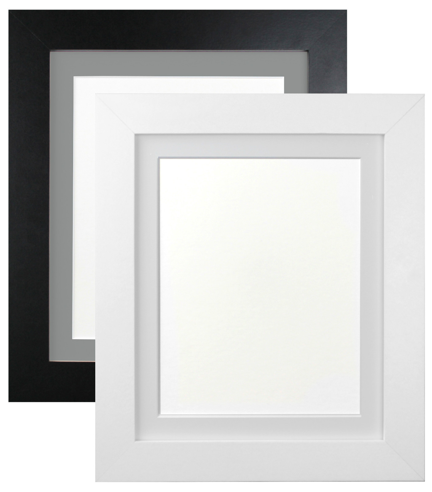 Metro Light Grey Picture Photo Frames with Black White or Ivory Mount