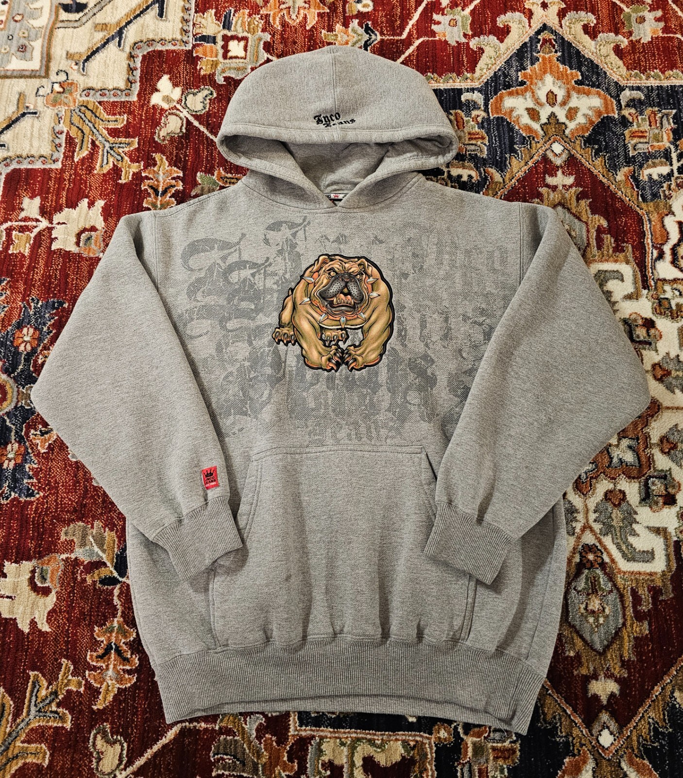 JNCO Denim Y2K Vintage American Bulldog Graphic Logo Gray