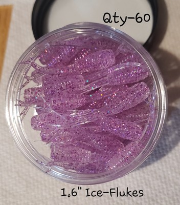 1.6'' Ice-Flukes Soft Plastic Lures(Qty-60)