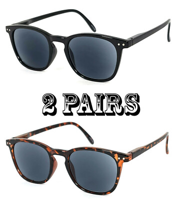 1 or 2 Pairs Retro Square Frame Keyhole Reading Sunlasses Sun Readers Spring Arm