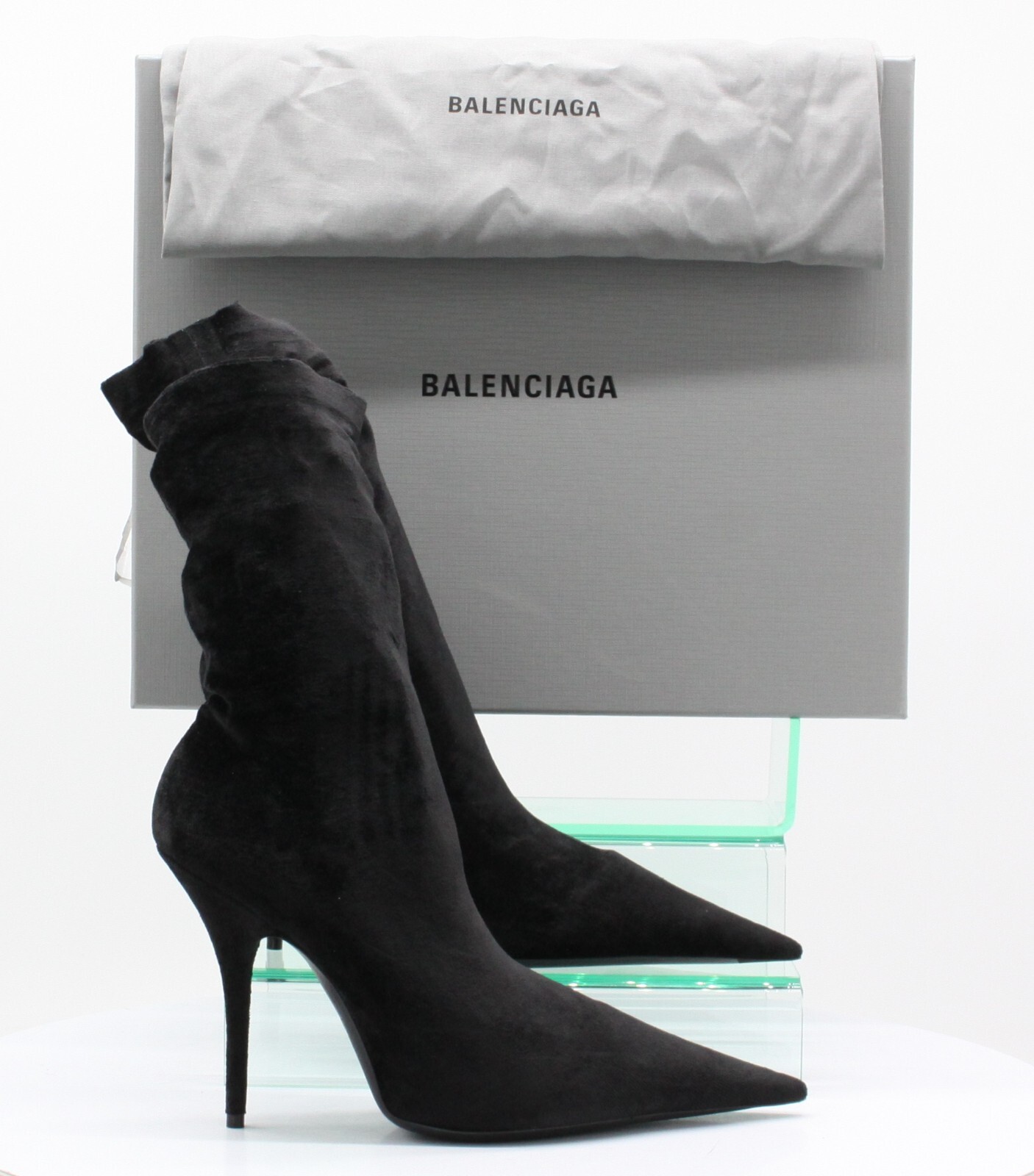 Balenciaga Ladies Knife Bootie 110 Velvet Formal Black 37 UK 4