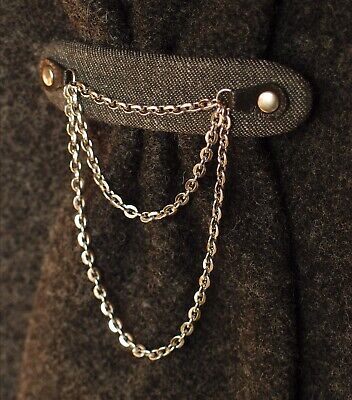 Black denim hair clip Leather, stainless steel chain barrette good for fine hair