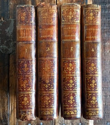 J. J. Rousseau, La Nouvelle Héloïse, Duchesne , 1764. 4 tomes plein cuir. TBE