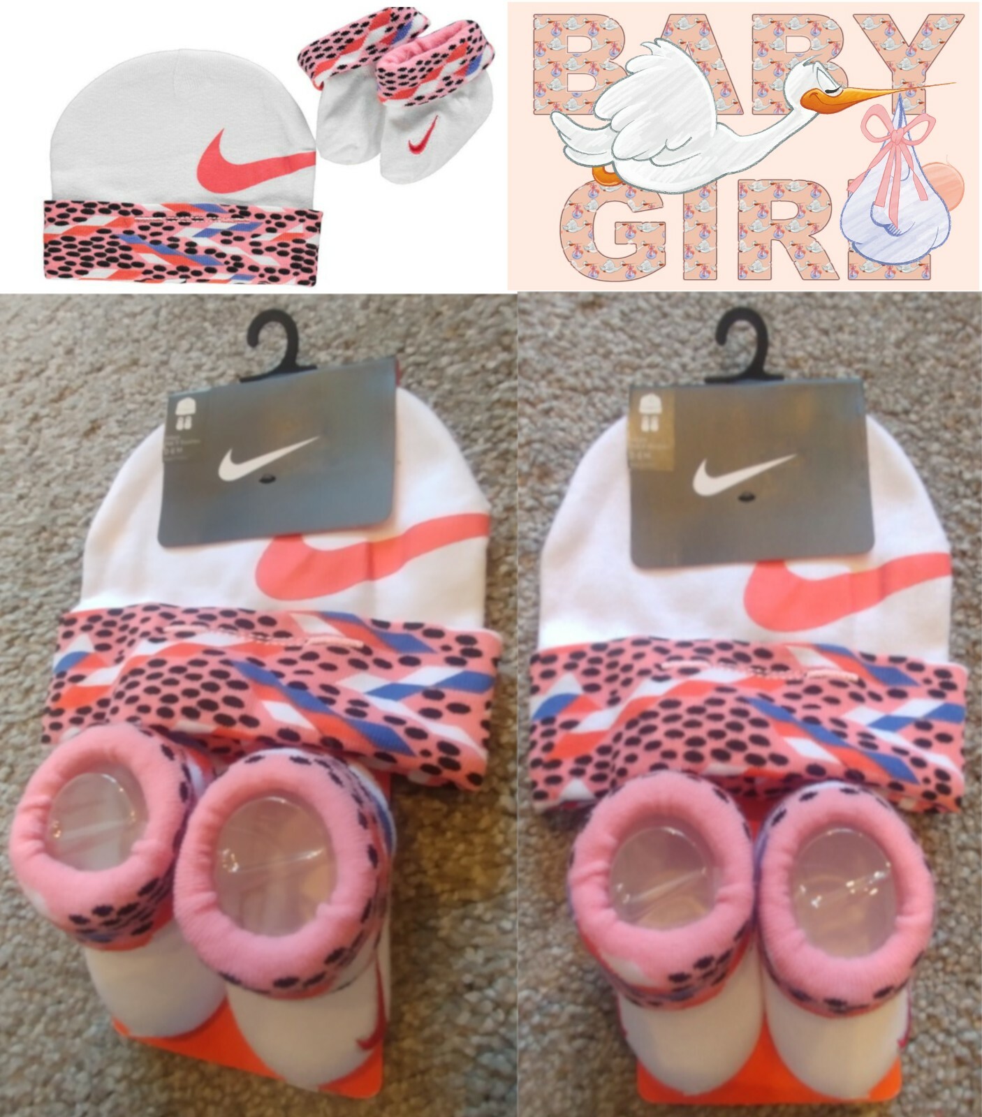 Nike Baby Socken Mütze Geschenk 2er Set Mädchen Geburt Geschenkset Newborn 