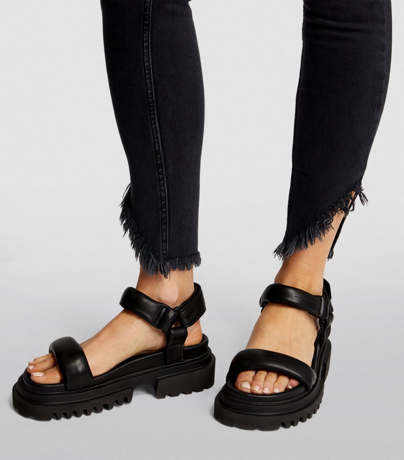 新品未使用【ALL SAINTS】ベルトフラットパンプス ブラック 38 AllSaints Women's 1 Inch Tapered Double Wrap Leather, Wide