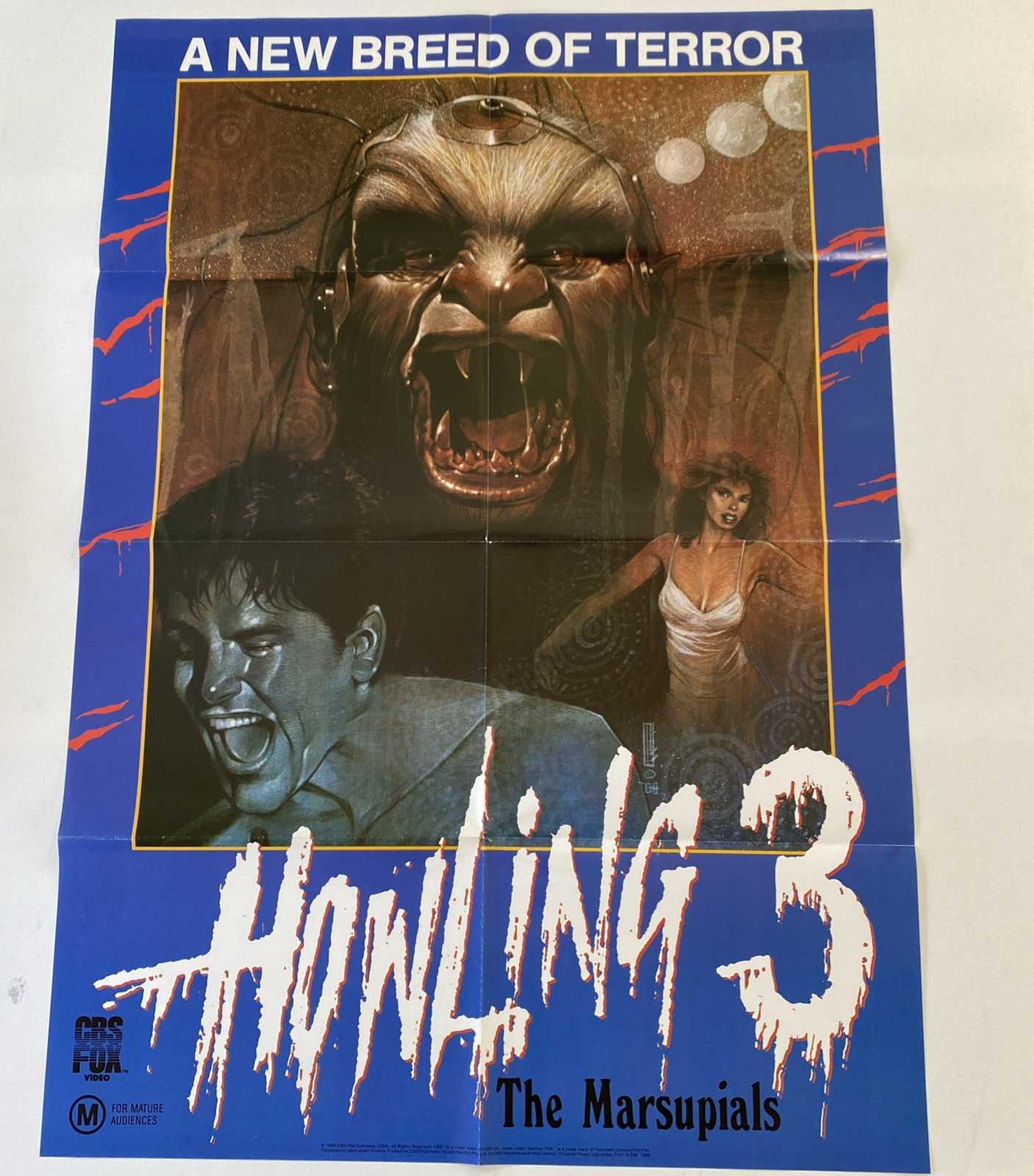 Howling 3 Original Video Release Folded 70cm x 100cm Movie Poster 1987 Horror