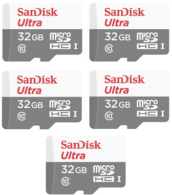 5 Pack SanDisk 32GB microSD Ultra 100MB/s Class 10 Micro SD SDHC For Smartphones