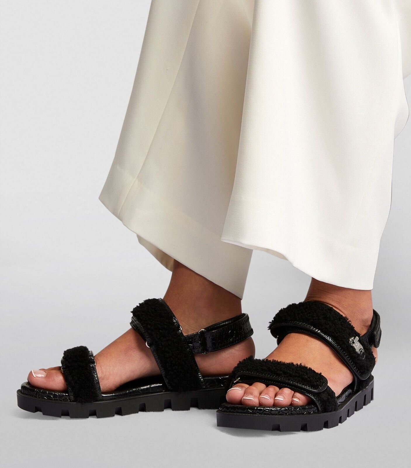 $945 CHRISTIAN LOUBOUTIN 37 Sandals Lock Wool Black $945 CHRISTIAN LOUBOUTIN 37 Sandals Lock Wool Black