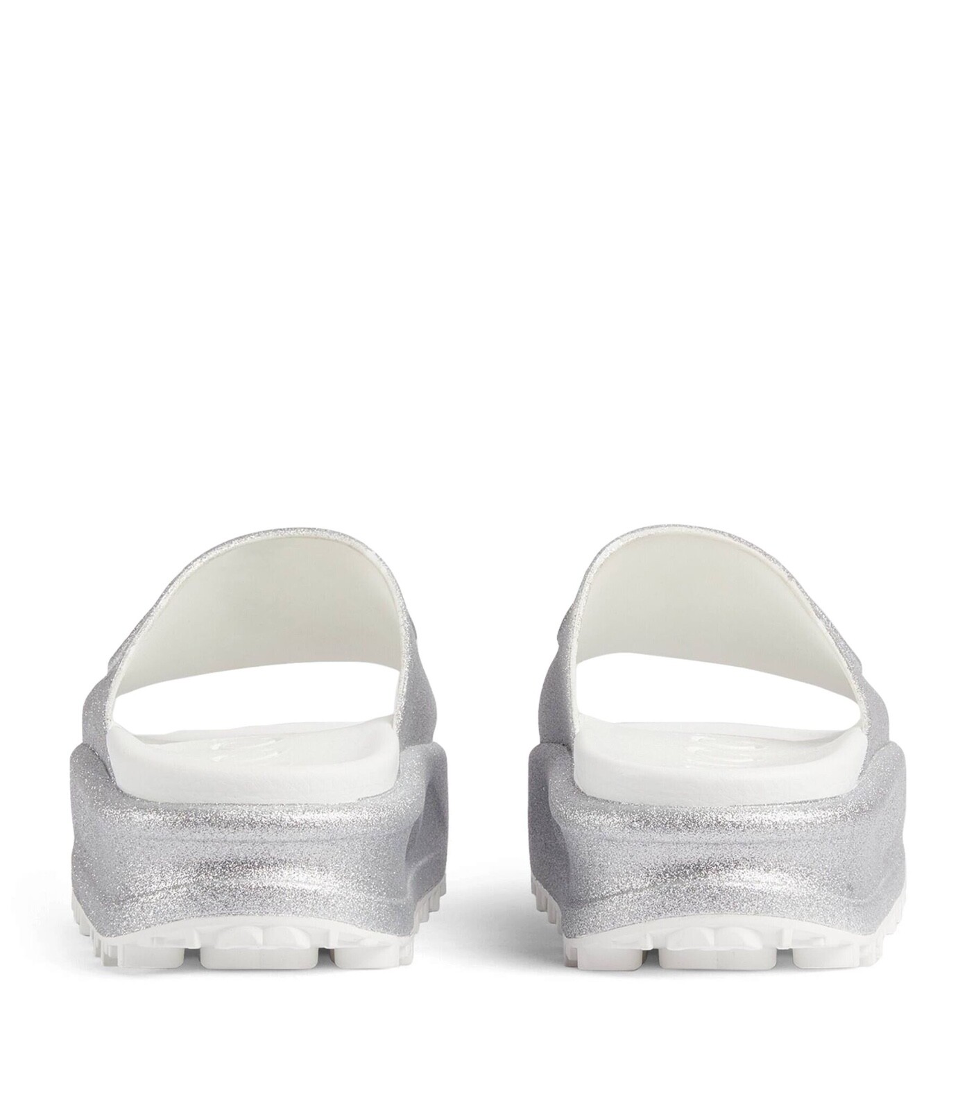 Pre-owned Gucci Interlocking Gg Glitter Platform Slides Sandals Shoes In Gray