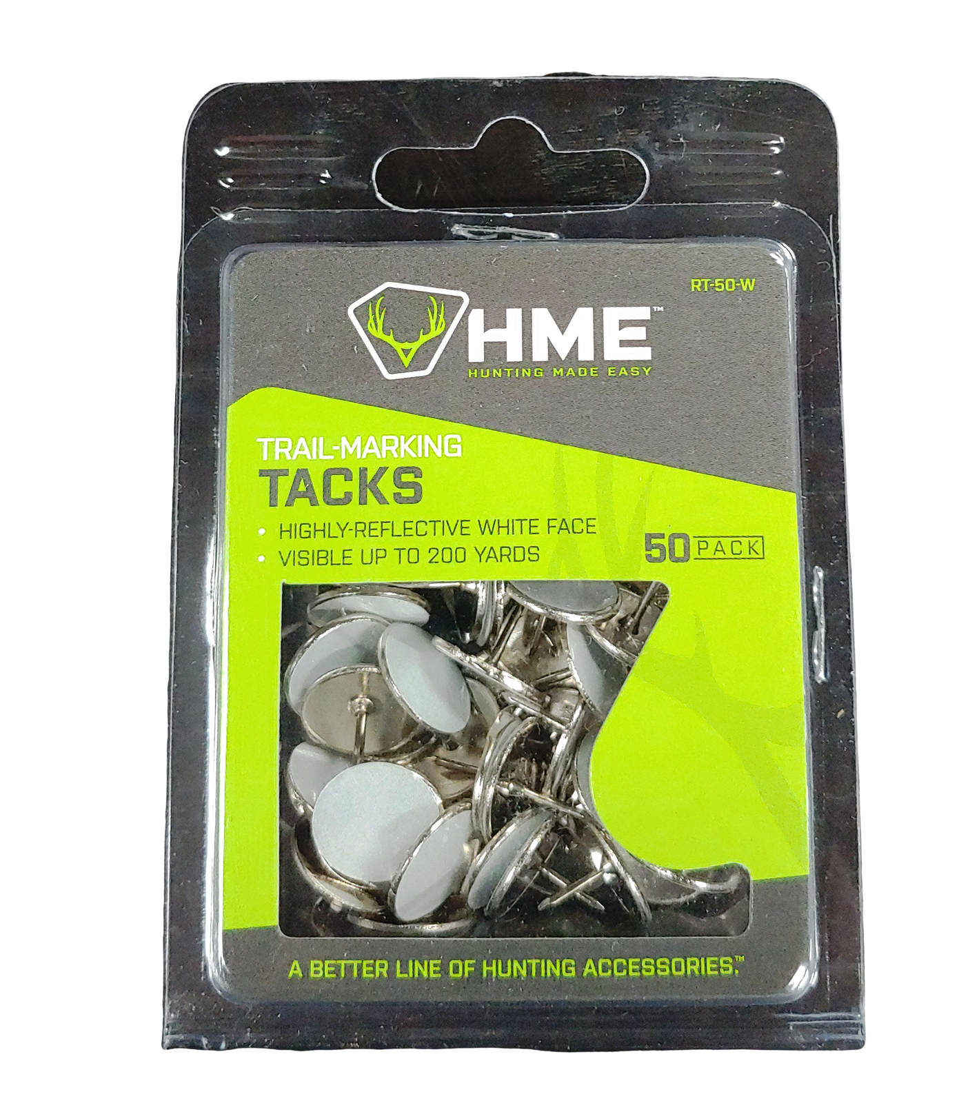 HME Highly Reflective Hunting Trail Marking Metal Tacks White 50/Pack