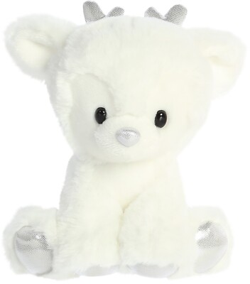 Aurora - Small White Holiday - 8'' Dashing Reindeer - Festive Stuffed Animal