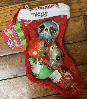 Squeezamals, Claire's Exclusive, Micro Soft Toys, Christmas Stocking Plush New