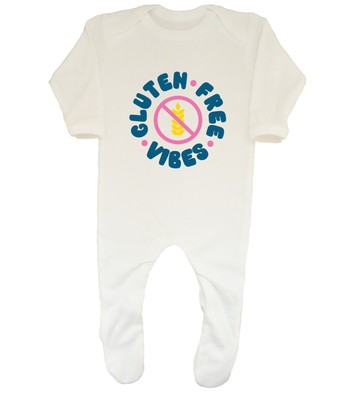 Gluten Free Vibes Baby Grow Sleepsuit Bread Rye Barley Wheat Boys Girls Gift