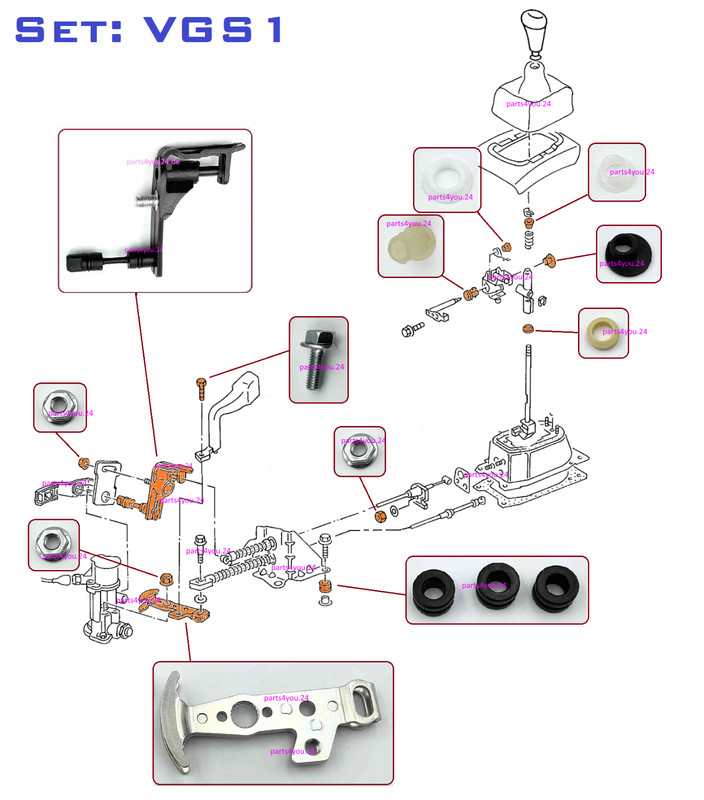 Rep.Satz Schaltung SchaltgestÃ¤Nge Vw Caddy Ii 9k9a 9k9b 1.9 Tdi 1z Ahu Ale 