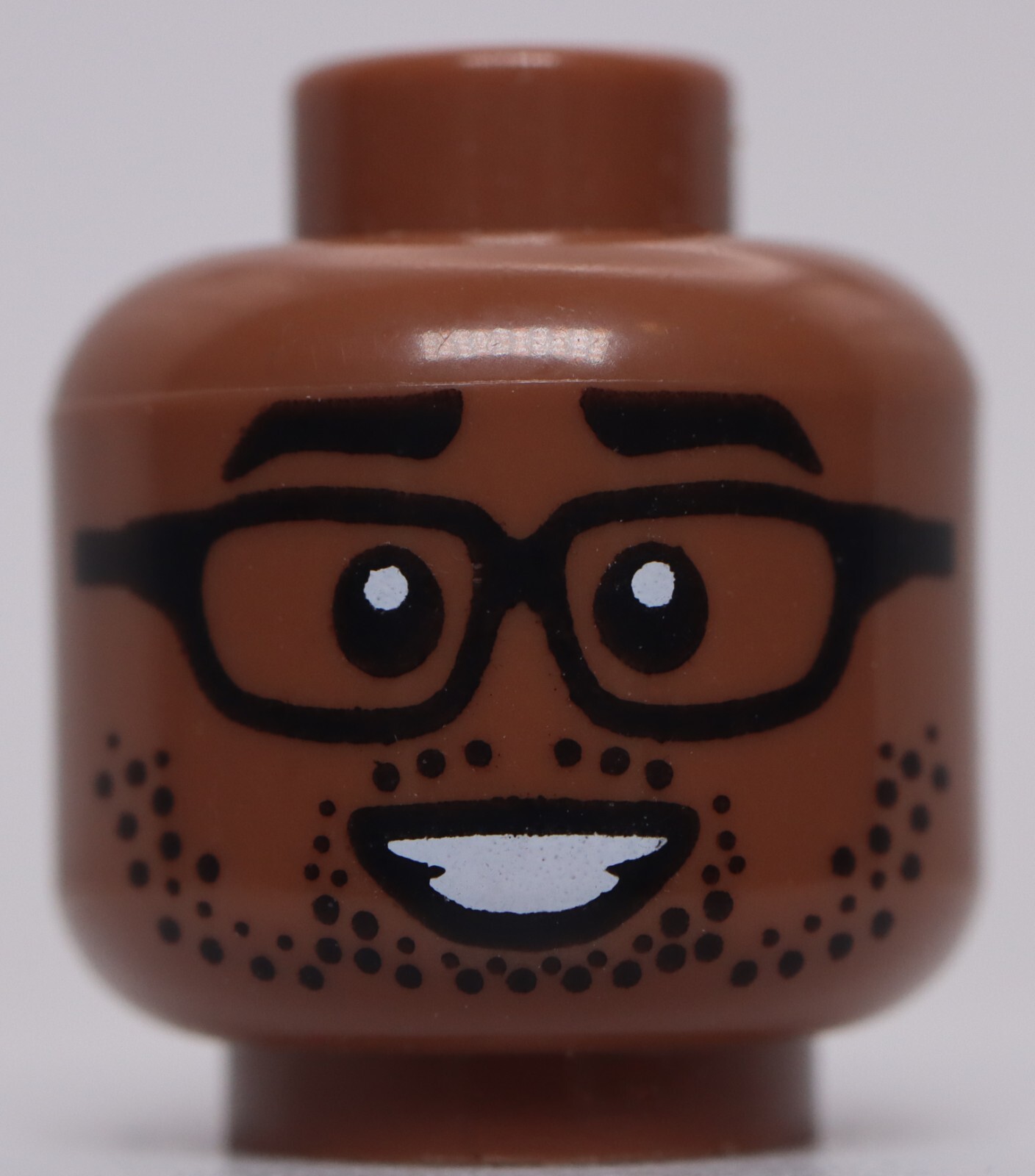 Lego Medium Brown Head Dual Sided Black Eyebrows Glasses