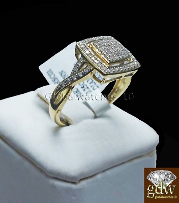 Pre-owned Globalwatches10 10k Gold Diamond Ladies Ring Women Size 7 Real Gold Diamond I2 Clarity In White