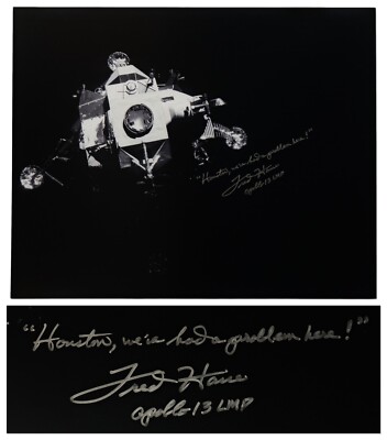 Fred Haise Signed 20'' x 16'' Photo of the Apollo 13 Lunar Module Lifeboat w Quote