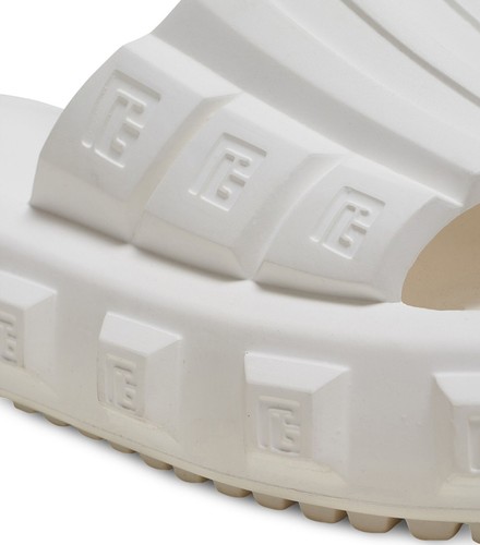 Pre-owned Balmain White Ari Men Rubber Slip On Slides Sandal Embossed Logo 43/ 10 Us