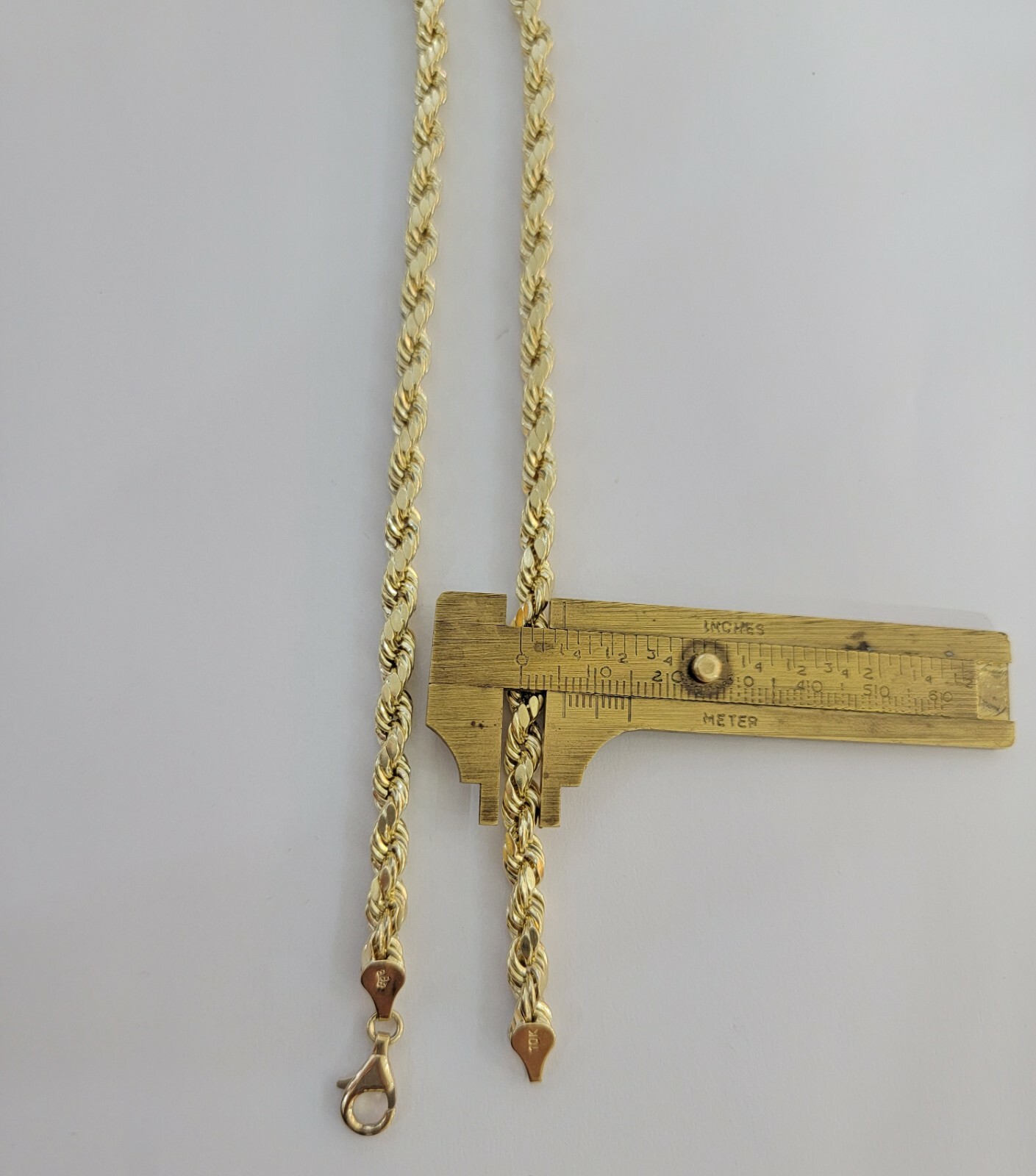 Pre-owned My Elite Jeweler Real Gold 10k Rope Chain Necklace 5mm 18"-30" Inch Yellow Gold Diamond Cut Men's