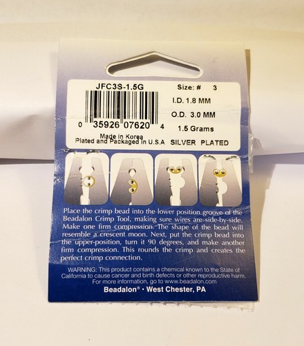 Beadalon Silver-Plated #3 1.8mm Crimp Beads