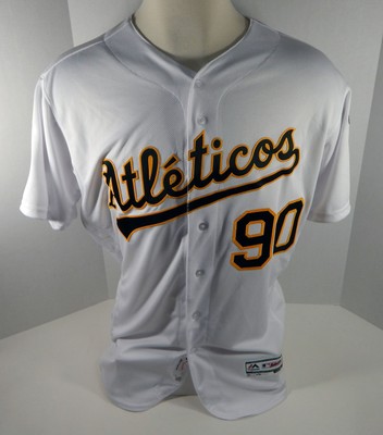 2018 Oakland Athletics Jeremy Dowdy #90 Game Issued White Athleticos Jersey 50