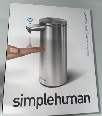 New! Simplehuman 9 oz. Touch-Free Rechargeable Sensor Liquid Soap Pump Dispenser