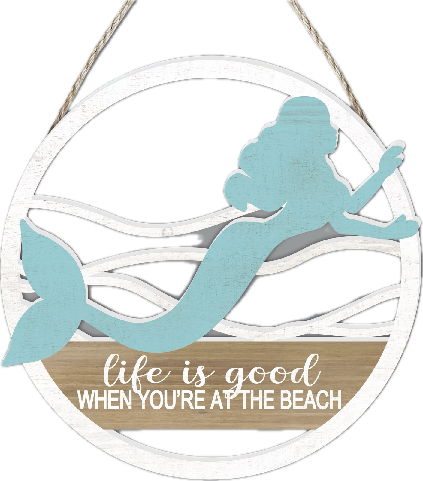 Coastal Wooden Mermaid Wall Metal Art Beach Nautical Décor Large Home Living Art