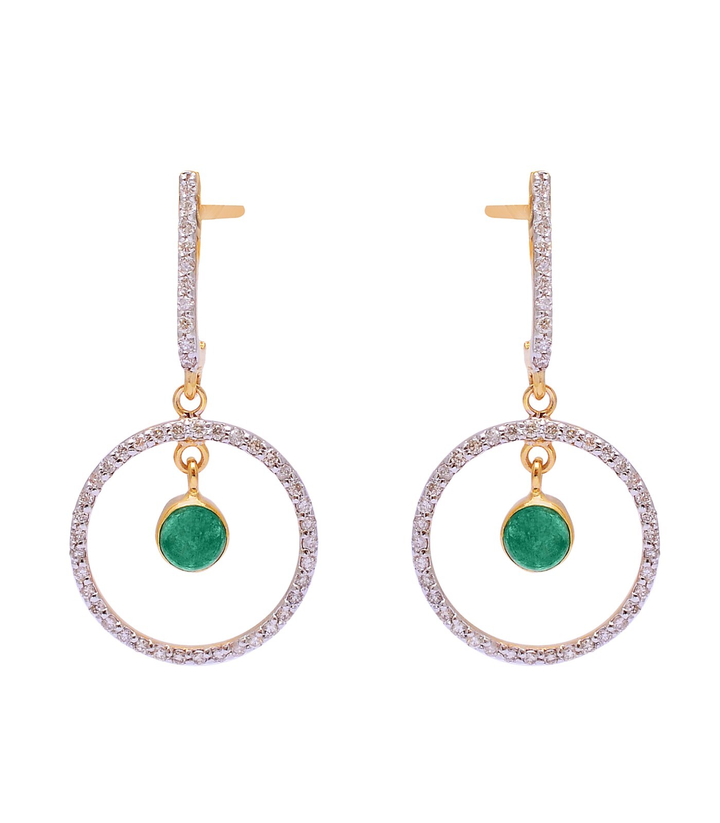 Pre-owned Shweta Creations 0.50 Ct. Genuine Diamond 14k Yellow Gold Emerald Gemstone Earrings For Women In Green