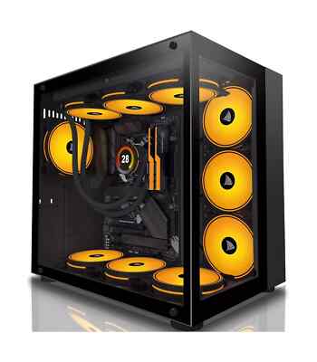 AMANSON PC CASE ATX Gaming Mid-Tower W/Tempered Glass Full View ( NO FANS )