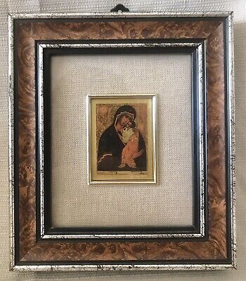 Vintage Crewelwork Embroidery Victorian House in 21x17 Frame Signed E.Sutton 1960