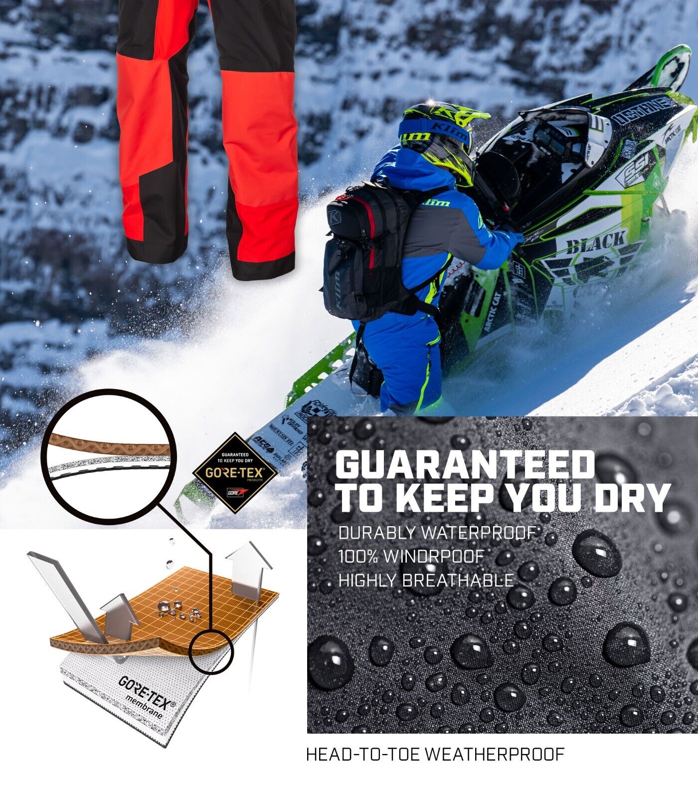 KLIM Ripsa One-Piece Non-Insulated Gore-Tex Snowmobile Suit KLIM Ripsa One-Piece Non-Insulated Gore-Tex Snowmobile Suit