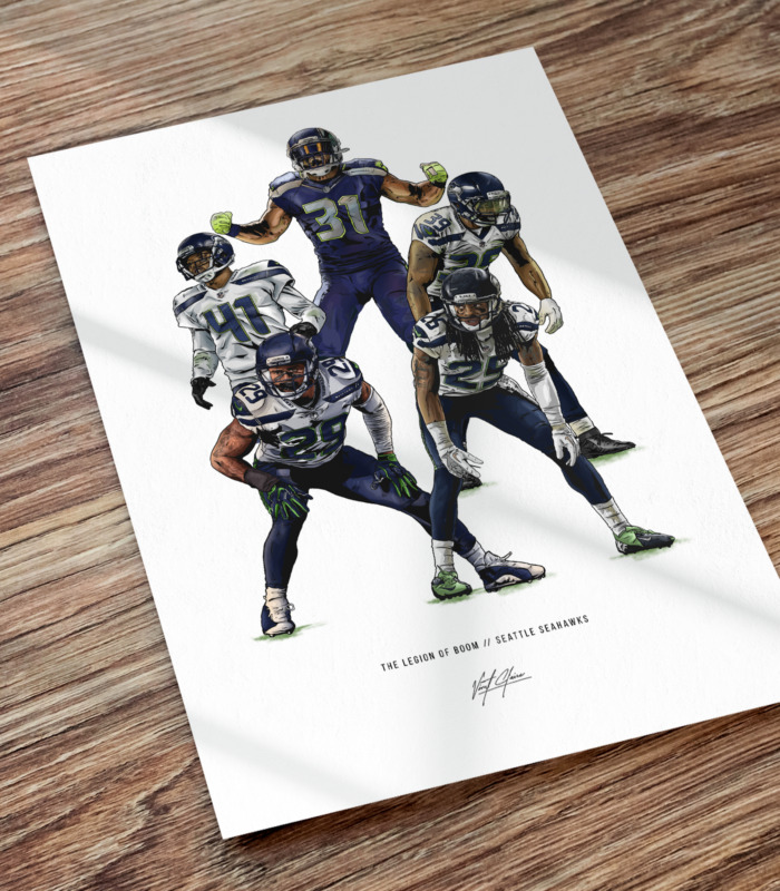 Legion of Boom Poster Seattle Seahawks Football Fans Drawing Art Print