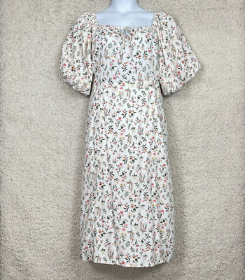 Old Navy Floral Midi Dress Womens XL  Prarie Boho Cottage Peasant Smocked