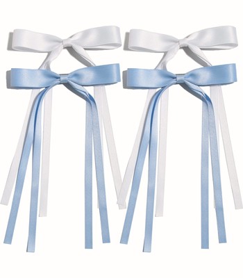 4pcs Hair Accessories for Women Tassel Ribbon Bowknot Long Hair Barrettes wit...