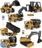 Geyiie Construction Trucks Toys, Kids Construction Vehicles Site, Sandbox Toys Playset for Boys Girls, Pull Back Cars Excavator Tractor Bulldozer Gifts for Party Favor