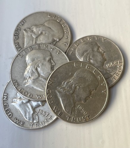 [Lot of 5] Franklin Half Dollar - 90% Silver - Choose How Many Lots of 5!