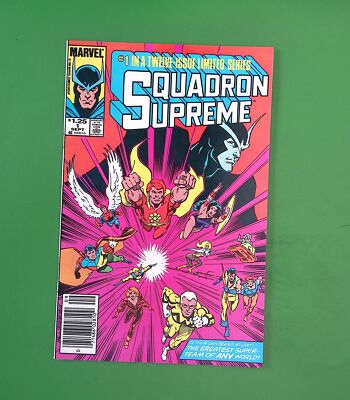 SQUADRON SUPREME #1 VOL. 1 8.0 1ST APP NEWSSTAND MARVEL COMIC BOOK TS86-85