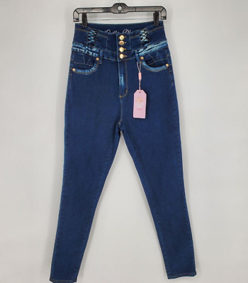 Cutie Pie Jeans Womens Size 13 Blue Lace Accent Stretch Fabric New