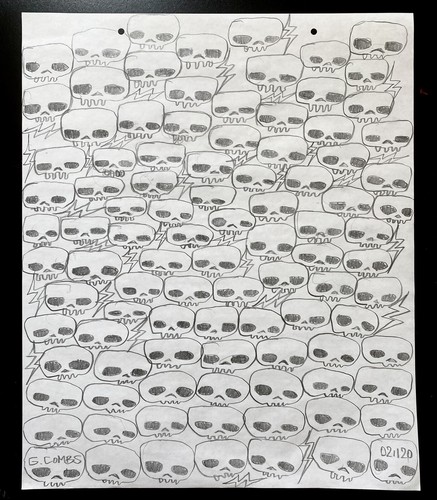 Graphite Drawing Outsider Deaths Head Art
