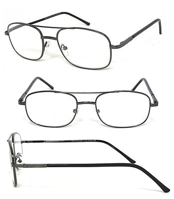Mens Womens Retro Small Square Pilot Reading Glasses Metal Frame Spring Hinges