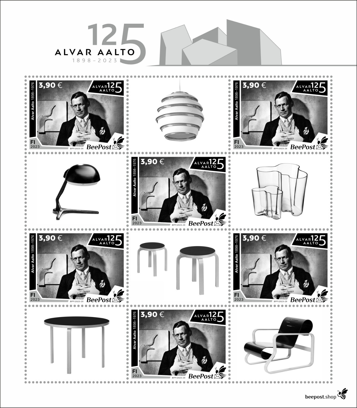 125 Alvar Aalto Finnish Architect Designer MNH Stamps 2023